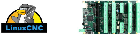 LinuxCNC Logo and and Mesa 7i76e Board