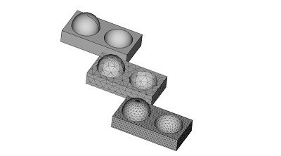 3D model comparing various mesh sizes